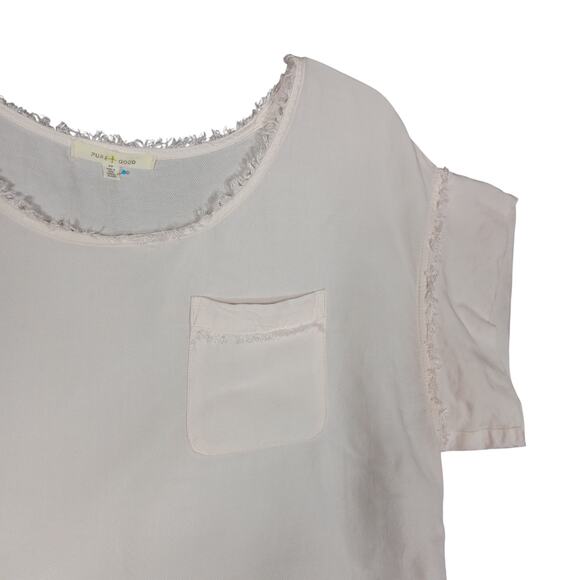 Anthropologie Pure + Good Blouse Size XS Boxy Soft Pale Pink Short Sleeve - Picture 5 of 8